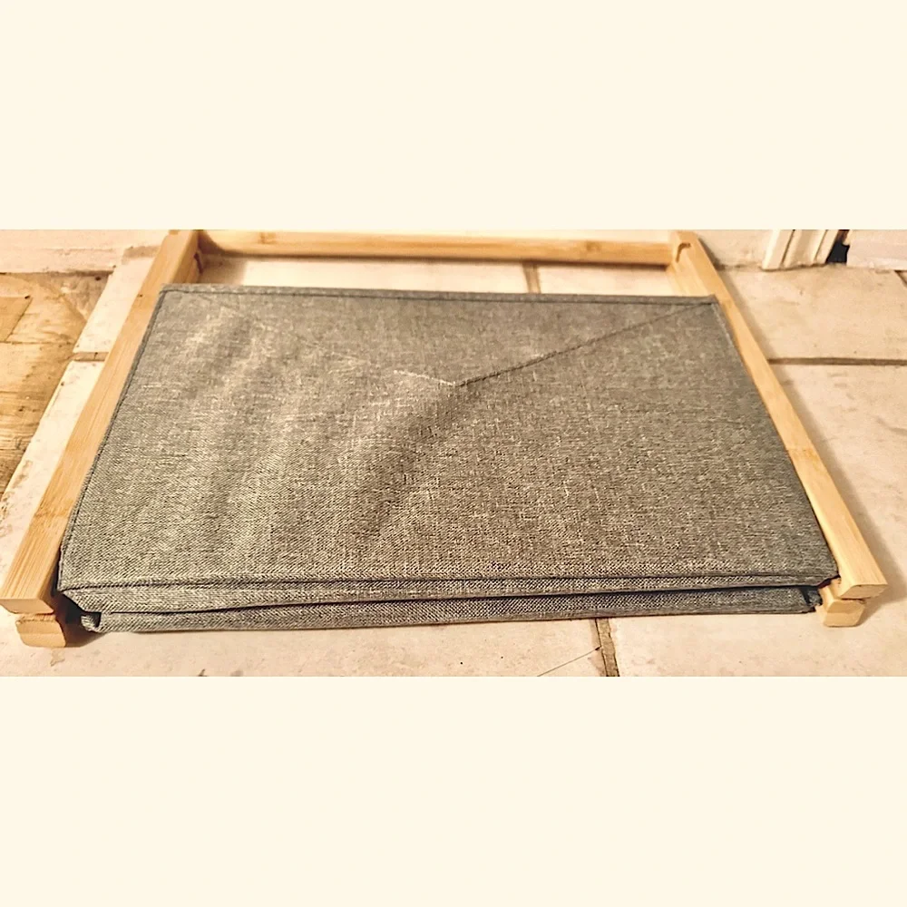 📚EZDeco📚 LINEN FABRIC FOLDING WOOD FRAME POCKET PORTABLE STORAGE MAGAZINE RACK - Picture 12 of 12